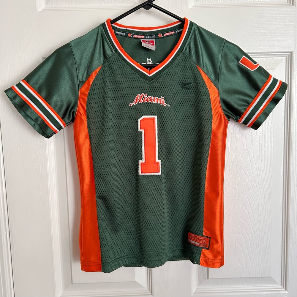 Miami Hurricanes Colosseum Green and Orange Athletics Jersey- Small